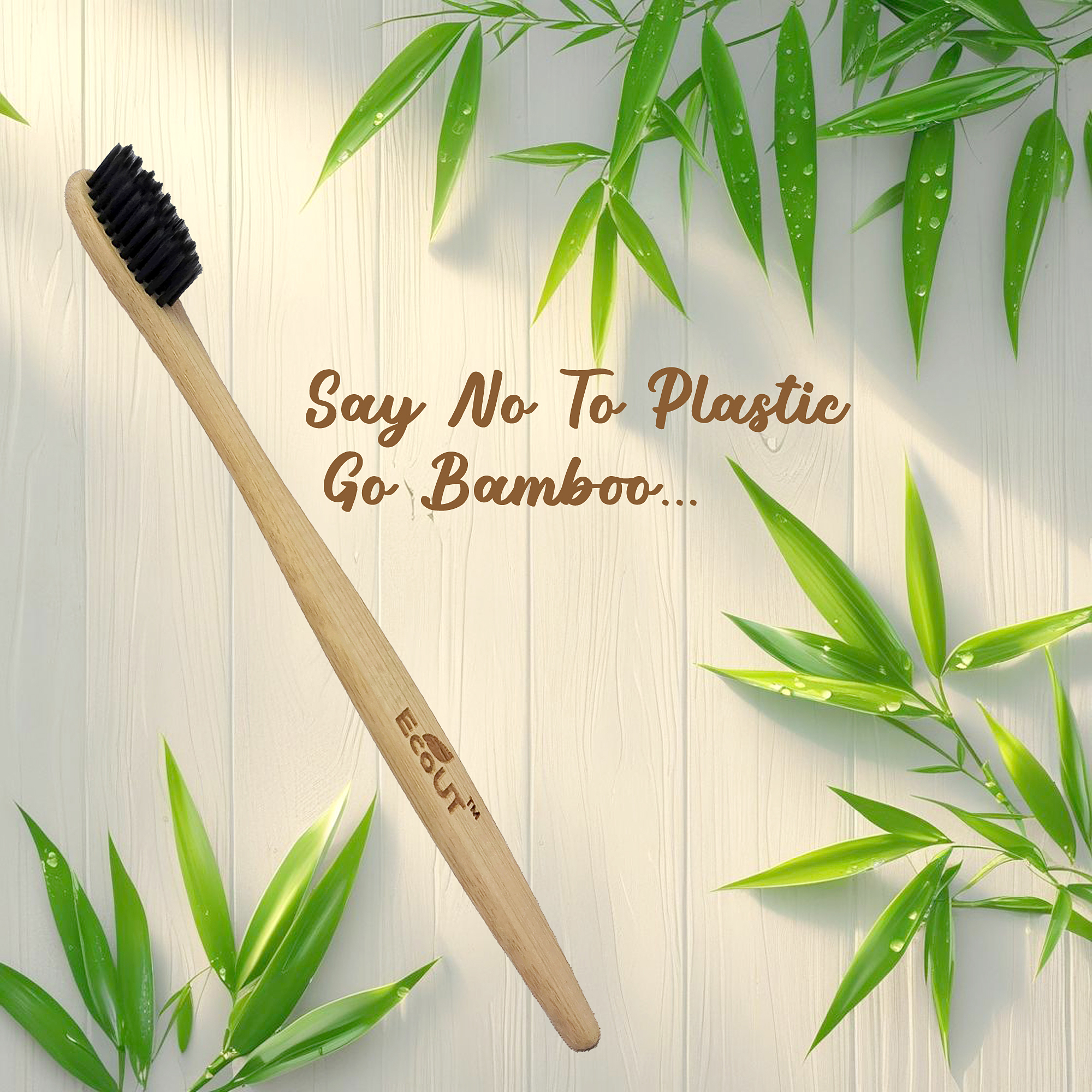 EcoUT Organic Compostable Bamboo Toothbrush with Ultra-Soft Charcoal activated Bristles, 100% Natural & Eco-Friendly - Image 3